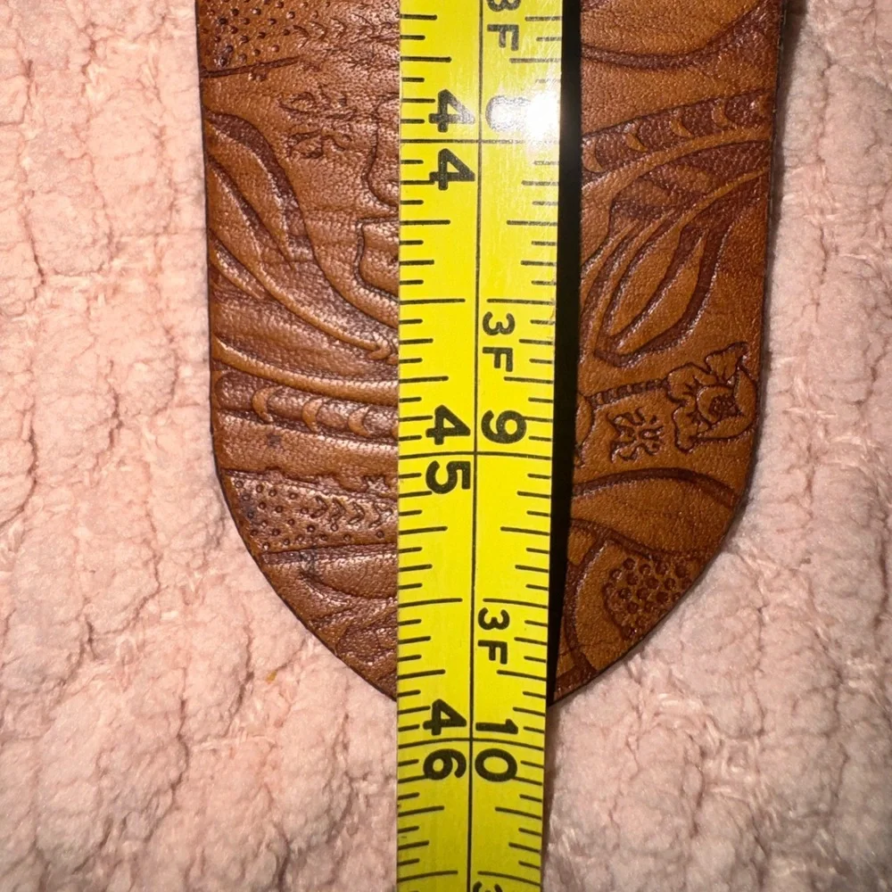 Chico's Embroidered Aztec Leather Belt in Brown and Multi